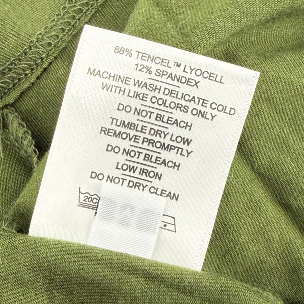 American Giant Olive Green Flex Fit & Flare Midi Dress Womens Size M USA Made - Picture 7 of 12